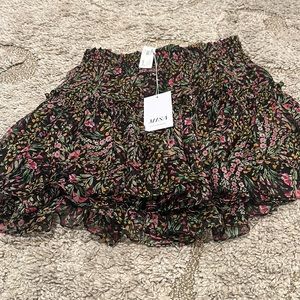 MISA black floral mini skirt